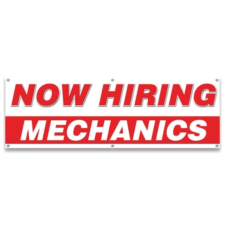 Now Hiring Mechanics Banner Apply Inside Accepting Application Single Sided